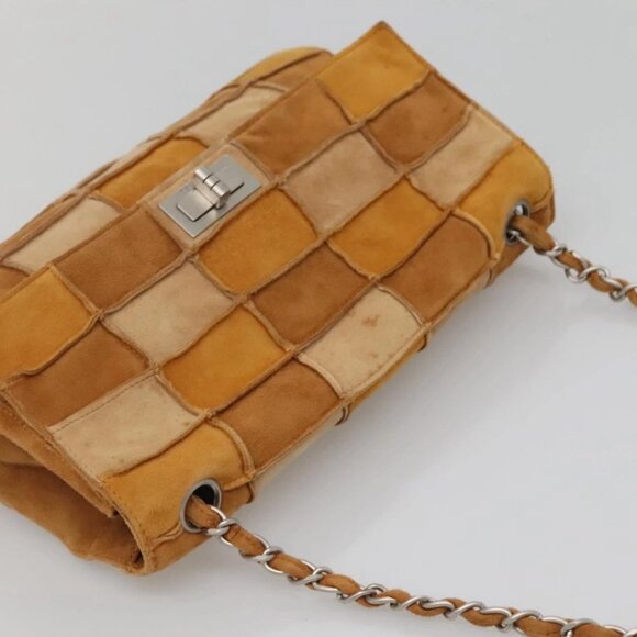 CHANEL Chain Shoulder Bag Suede Brown Gold CC Auth PP566 - Picture 7 of 15